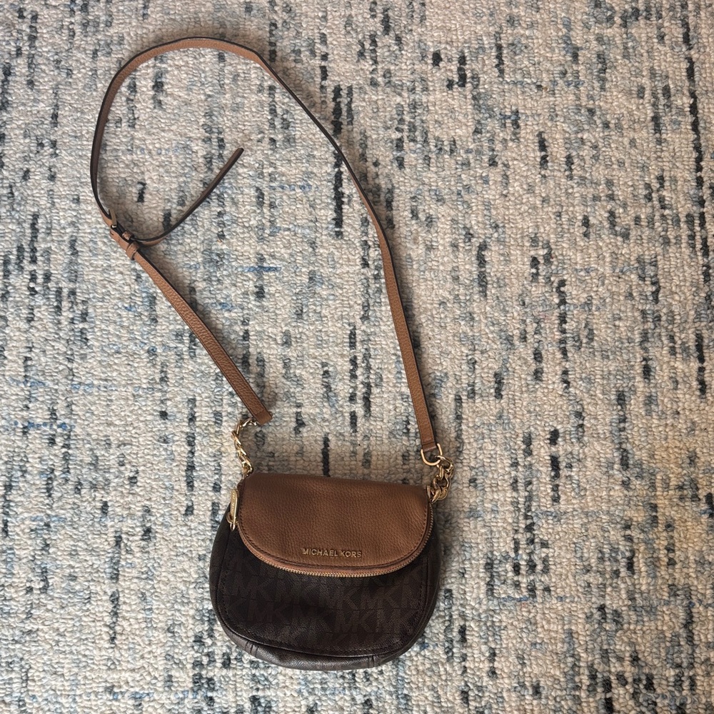 Michael Kors Chocolate Brown Crossbody Bag with Gold Chain